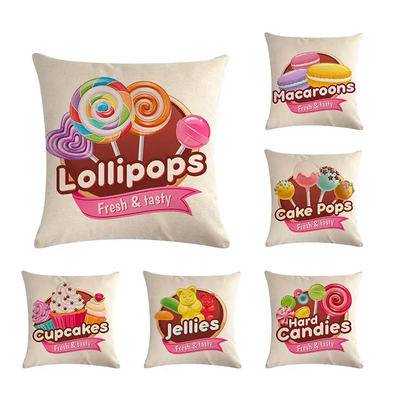 

Fresh Tasty Cushion Cover Lollipops Jellies Donuts Macaroon Printing Holiday Gifts Throw Pillow Pillowcase Sofa Home Decor ZY774