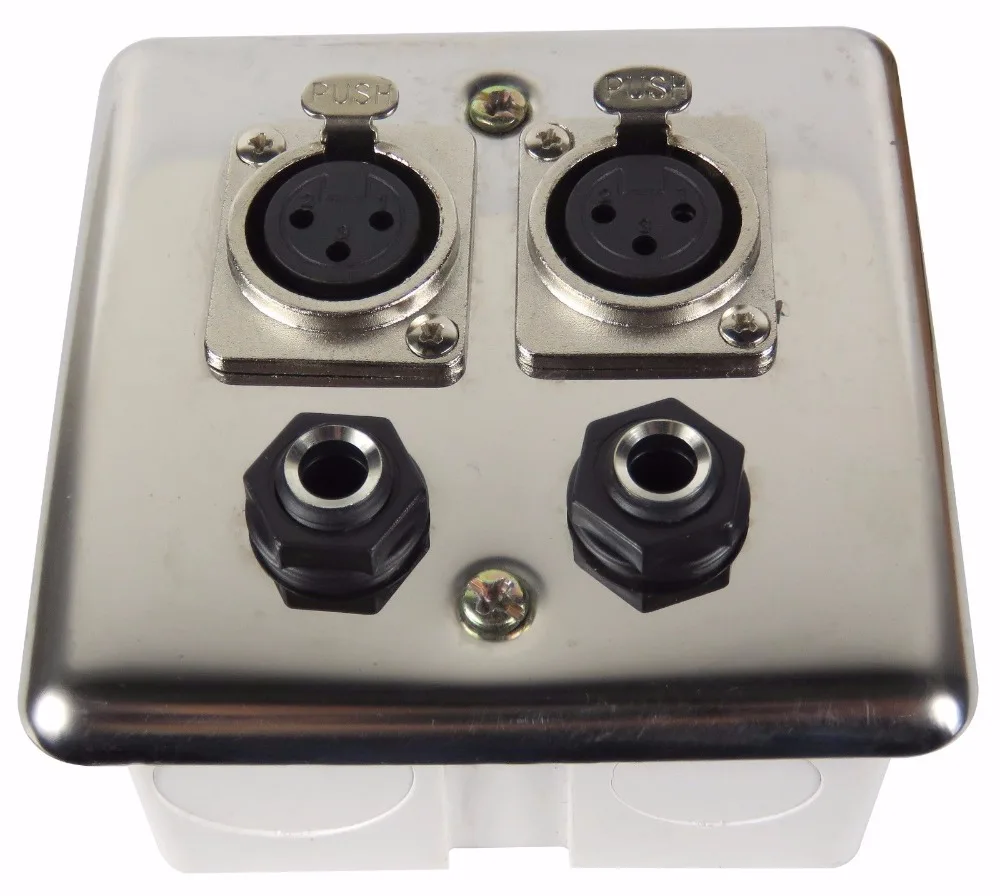 STARAUDIO SWP-4001 Серебристая стальная настенная панель 2 XLR 3 Pin Female ports и 2 1/" 6,35 мм гнезда