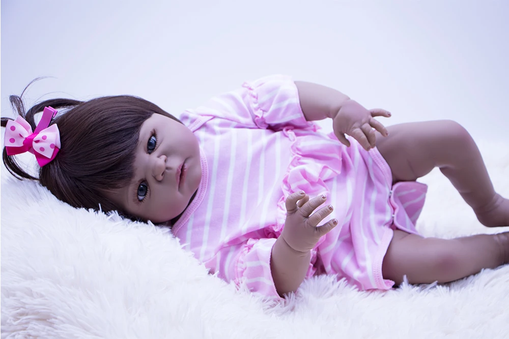 Уникальная черная кожа силиконовая девочка реборн кукла художника ручной работы