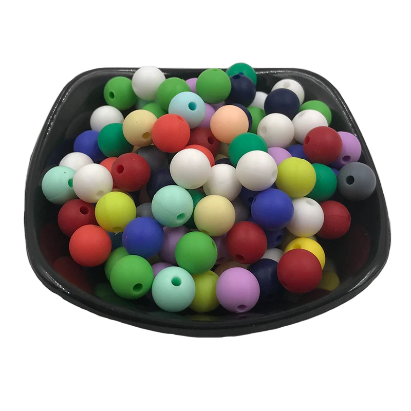 Cuentas redondas de silicona para dentici&oacute;n de beb&eacute;, collar seguro de 9mm, cuidado de grado alimenticio, 100 Uds.-2