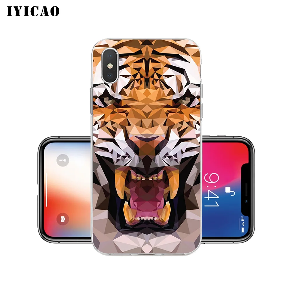 Мягкий силиконовый чехол IYICAO с неоновым тигром для iPhone X XR XS MAX 6 6s 7 8 Plus 5 SE из