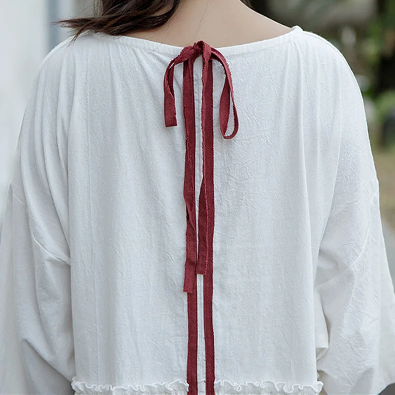 Женское платье с высокой талией винтажное хлопковое льняное 2019 Осеннее новое