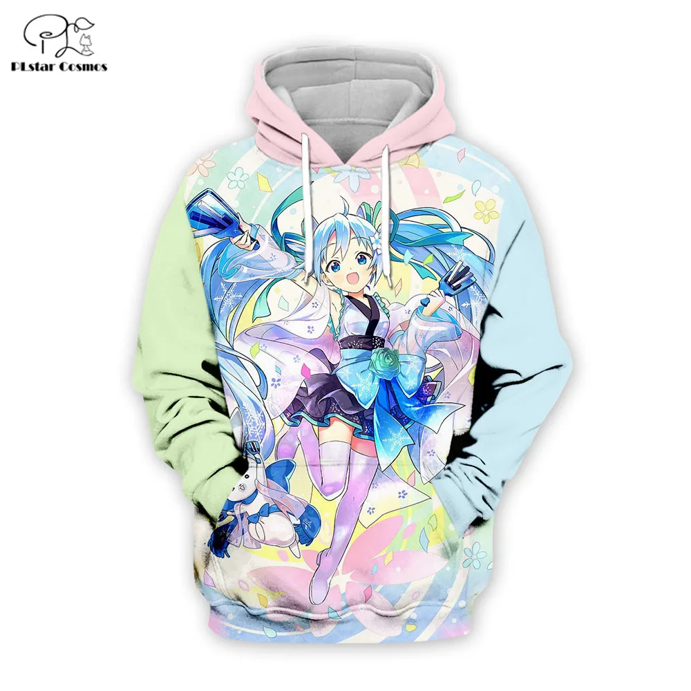 PLstar Cosmos мужские/женские 3D толстовки с принтом Hatsune Miku толстовки с капюшоном унисекс Топы Плюс Размер XS-7XL