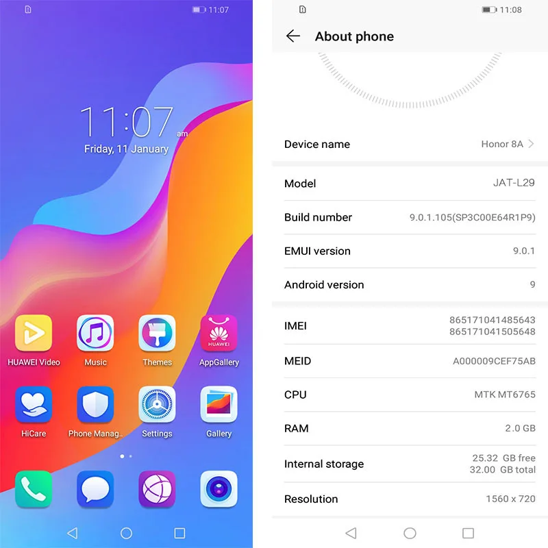 Оригинал Honor 8A 3g 64G Android 9 0 Восьмиядерный 6 09 дюймов полный экран 1560x720 двойная