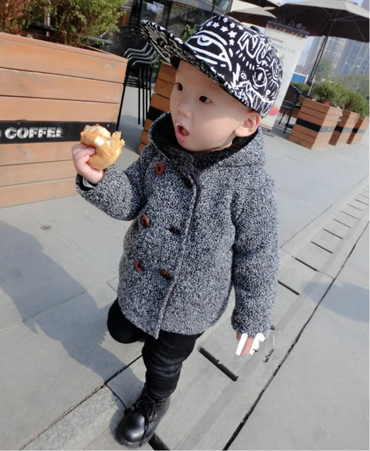 High Quality New Boys Kids Winter Hooded Coat Baby Cute Lips Double-breasted Jacket Plus Velvet Warmer Children clothing 1-5T | Детская