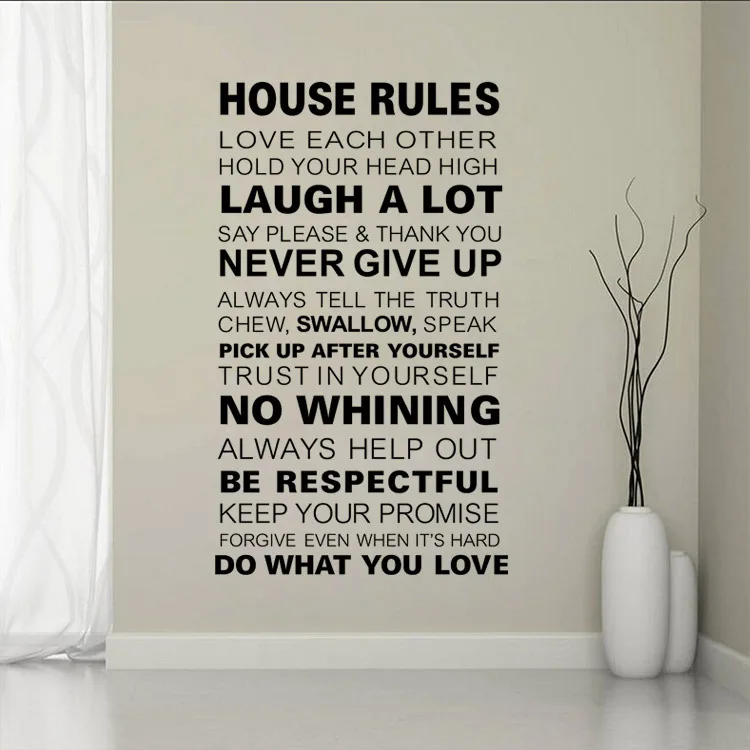 Съемные Виниловые наклейки Правила Дома для гостиной|quote wall decal|wall decalshouse rules |