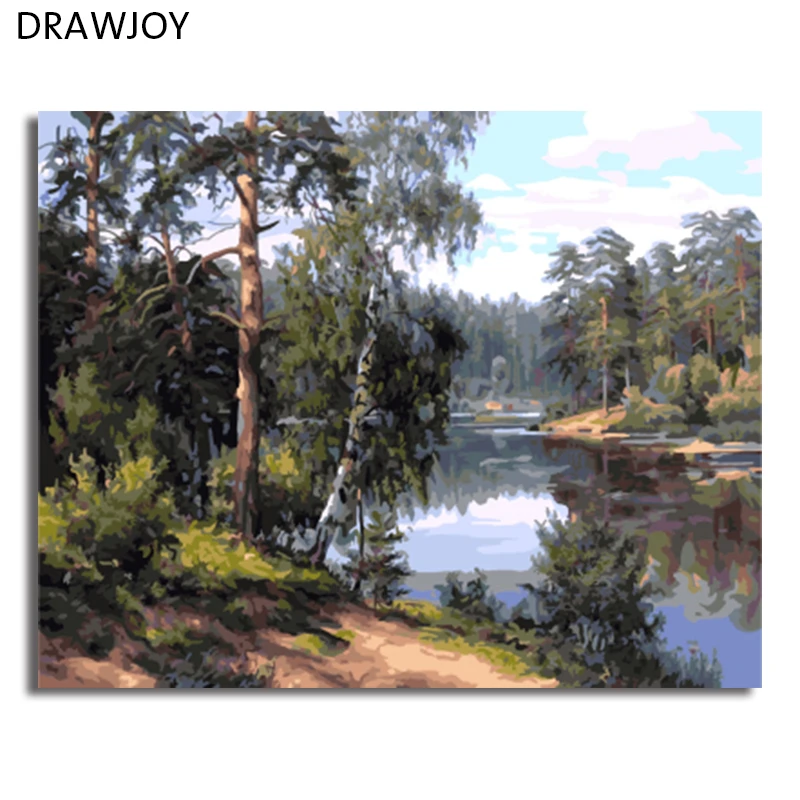 DRAWJOY пейзаж Картина в рамке по номерам настенное Искусство DIY Холст Картина маслом домашний декор для гостиной GX7799 40*50 см