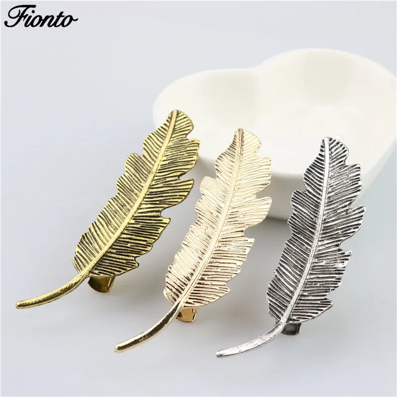FIONTO 1 шт. модные украшения для волос в форме листа женские заколки с перьями