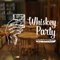 whiskey party quote window sticker vinyl bar decor wine glass cigar wall decals removable interior mural waterproof 3w34