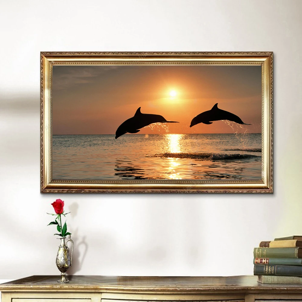 Нет кадров цельнокроеное платье стены Книги по искусству Дельфин живопись seacape