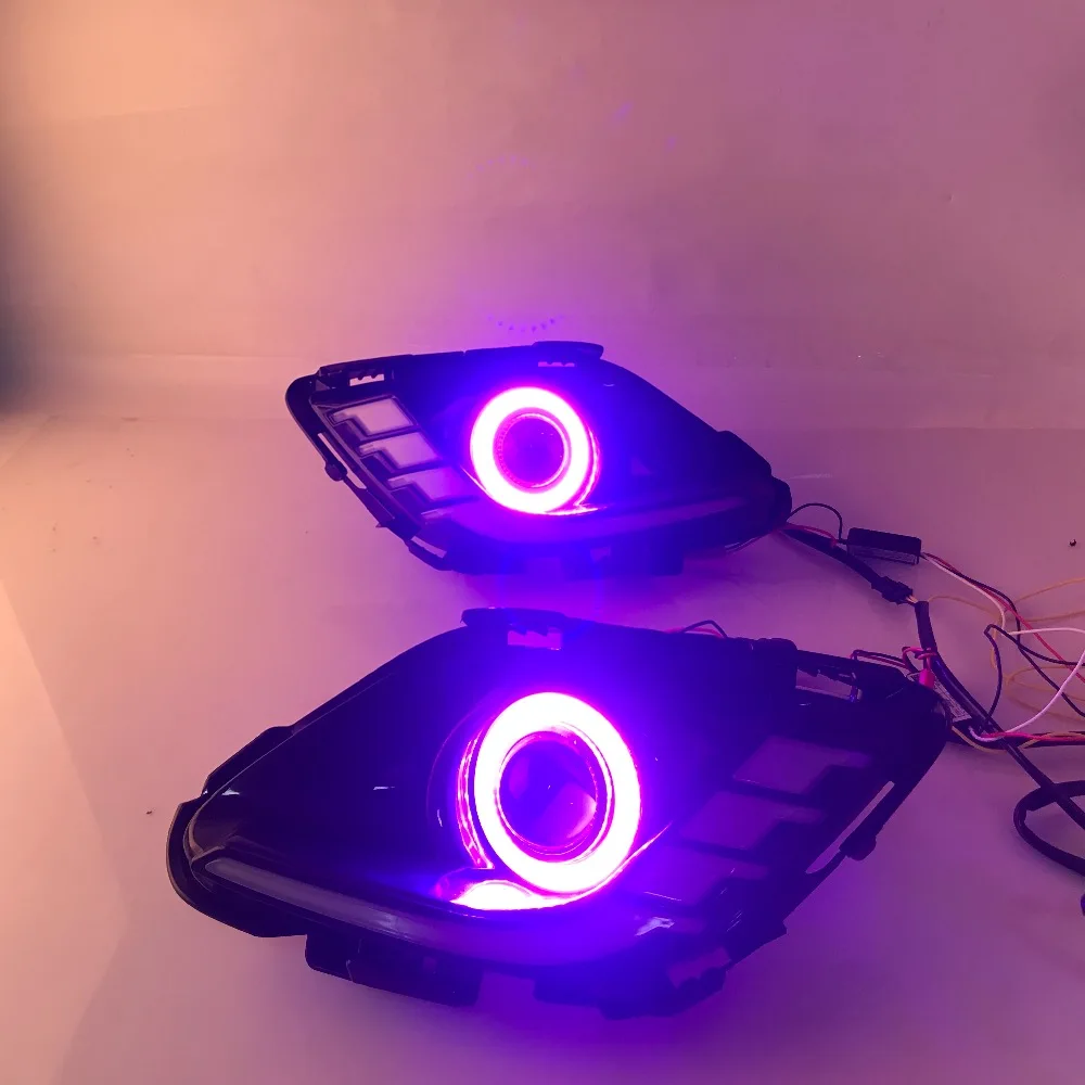 RQXR противотуманная фара вождение свет в сборе для Mazda 6 atenza cob angel eye светодиодные дневные ходовые огни сигнал поворота синий ночной режим
