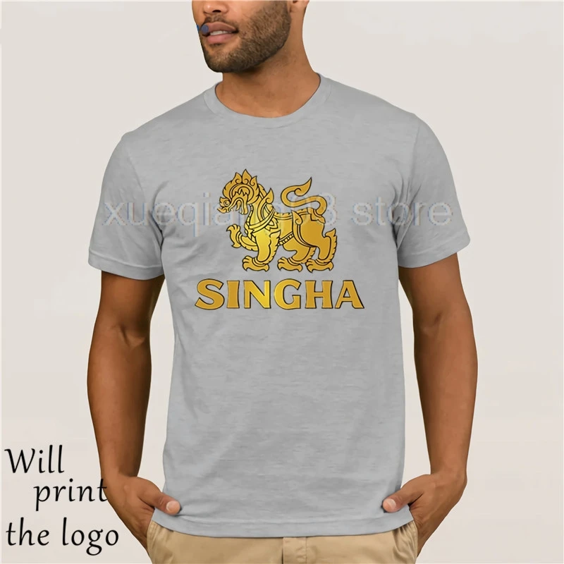 Новая мода Singha логотип пива Футболка Мужской пуловер свободная футболка Топы