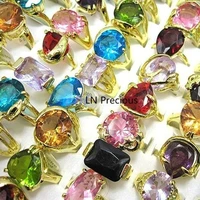 80pcslot women fashion crystal rhinestone gold rings whole jewelry lot free shipping rl123