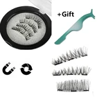 Ресницы натуральные магнитные многоразовые для наращивания, накладные 3D ресницы для макияжа, 2 пары, с зажимом 1p