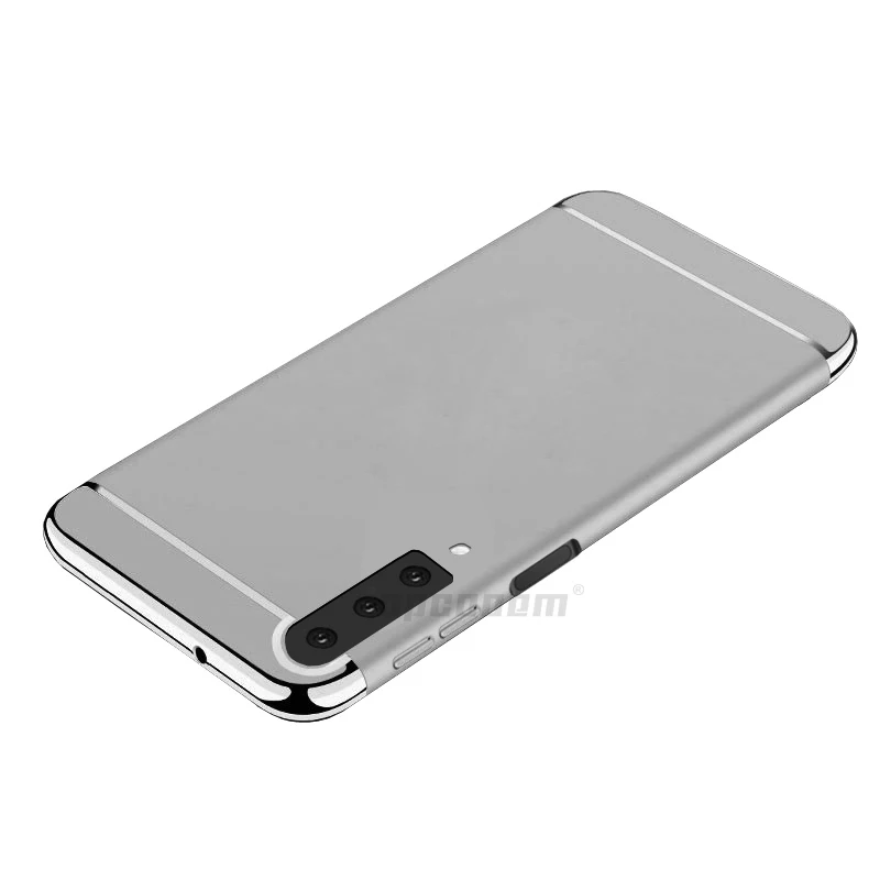 Для samsung Galaxy A7 чехол Роскошный 3 в 1 Жесткая задняя крышка из ПК для телефона Galaxy A750 чехол для samsung A7 A750F SM-A750F Coque - Цвет: Серебристый