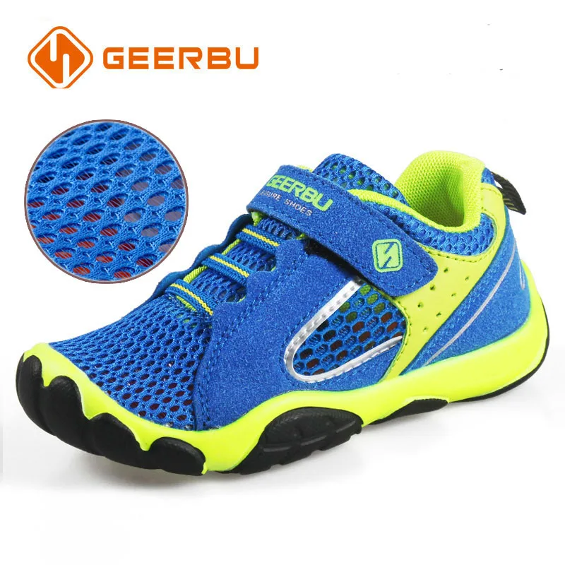 single mesh blue 02 GEERBU дышащие детские кроссовки для мальчиков, кроссовки из сетчатого материала для бега, детские спортивные кроссовки для студентов, кроссовки для бега, прогулочная обувь - Цвет: single mesh blue 02