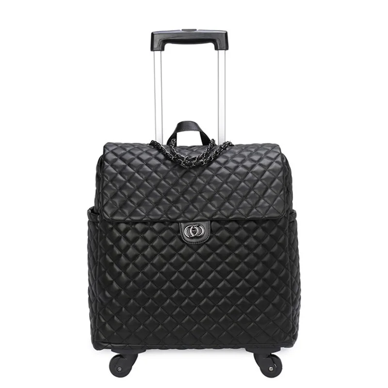 4 wheels Carrylove 1" дюймовый маленький кожаный чехол на колесиках для путешествий для девочек - Цвет: 4 wheels
