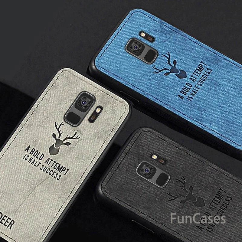 Тканевый чехол для телефона с оленем Samsung A7 2018 A6 A8 J6 Plus мягкий силиконовый