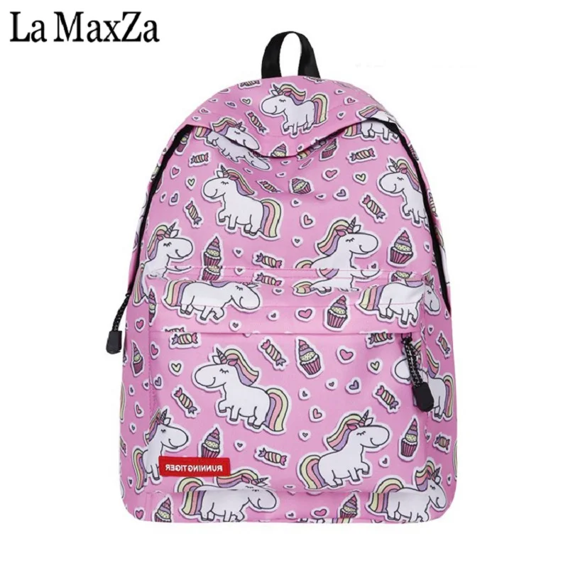 Cute Unicorn Women's Tap Cartoon Backpack Girl Canvas Bag Travel Little Girl's Shoulder | Багаж и сумки