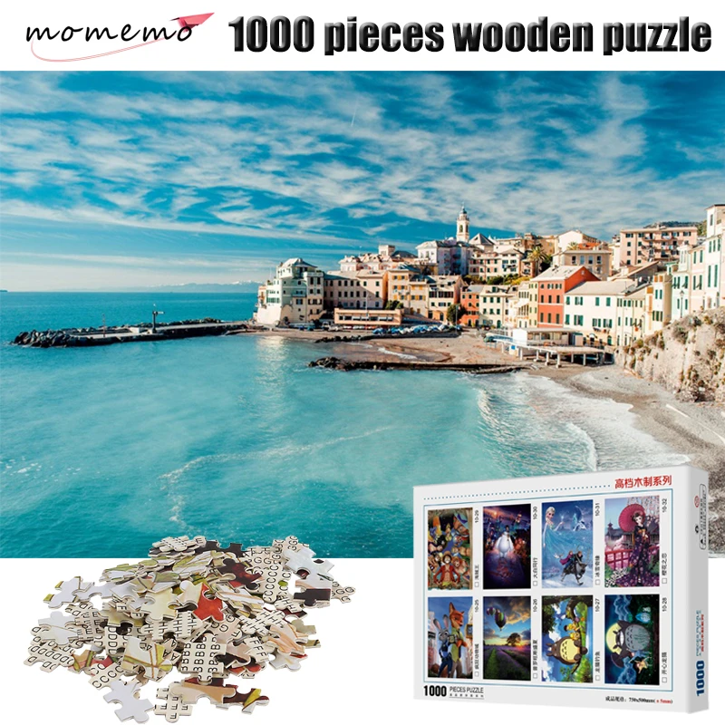 

MOMEMO Bay Landscape Puzzle 1000 Pieces Wooden Puzzle Beautiful Landscape Figure Jigsaw Puzzle Adult Puzzle Decompression Toys