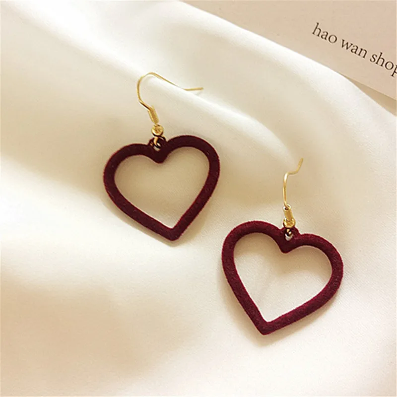 Ear hook Модные женские серьги винно-красные серьги сердце-серьги-подвески в форме для женщин классические байковые серьги ювелирные изделия - Окраска металла: Ear hook