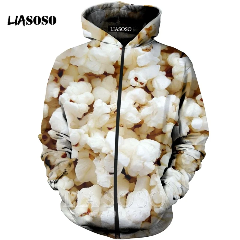 Толстовка с 3D принтом homme для мужчин Popcorn wo Мужская рубашка рок Harajuku Толстовка рубашка на молнии аниме картофель фри толстовки с длинными рукавами E831 - Цвет: 10
