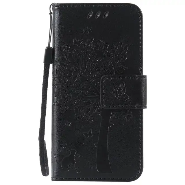 Leather Case For samsung galaxy s4 mini i9190 Дерево Cat Шаблон флип PU Кожаный Бумажник + Кремния С Карт