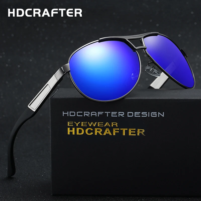 Мужские солнцезащитные очки HDCRAFTER поляризационные зеркальные линзы брендовые