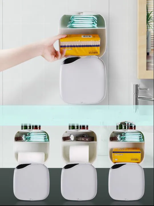 Многофункциональный Tissue Box Ванная комната для хранения аксессуаров Туалет Бумага держатель Roll