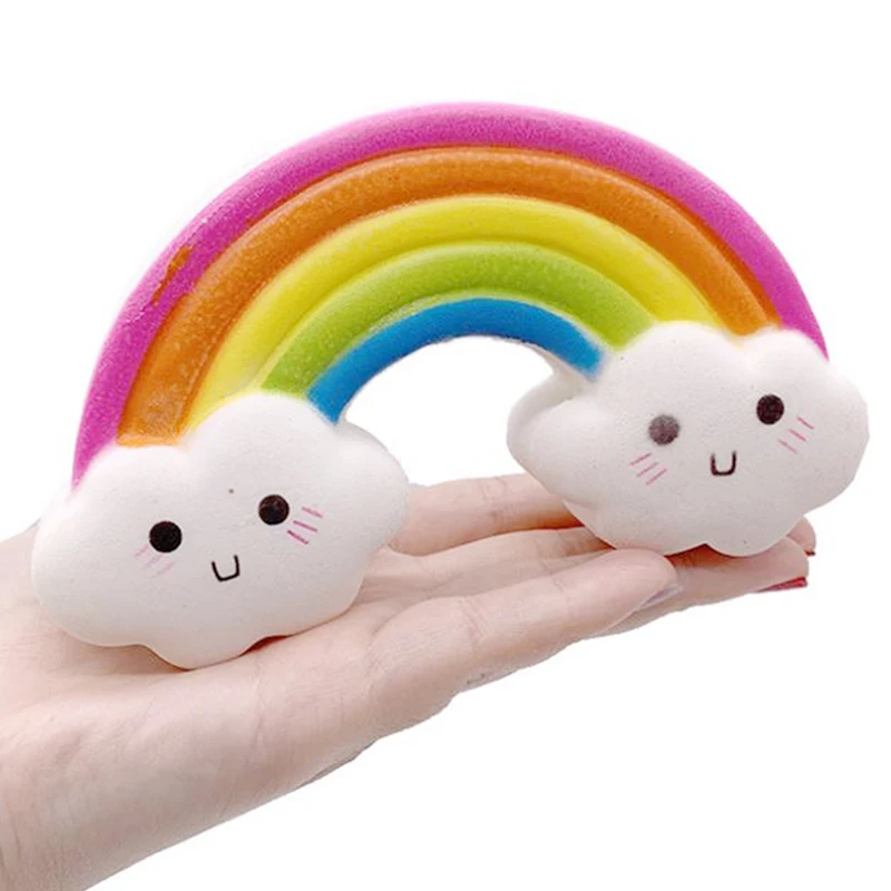 Kawaii Smiley Rainbow мягкое медленно поднимающееся имитационный хлеб торт мягкое ароматизированное облегчение стресса игрушки 15,5x8,5 см