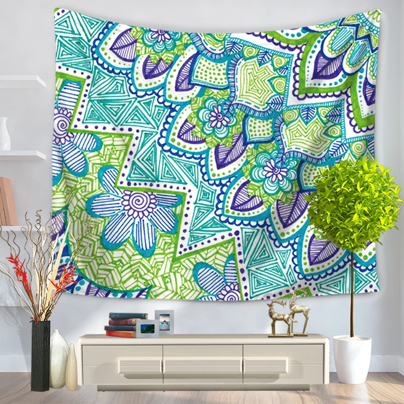 Новый Радужный богемный гобелен с принтом перьев мандалы индийские декоративные