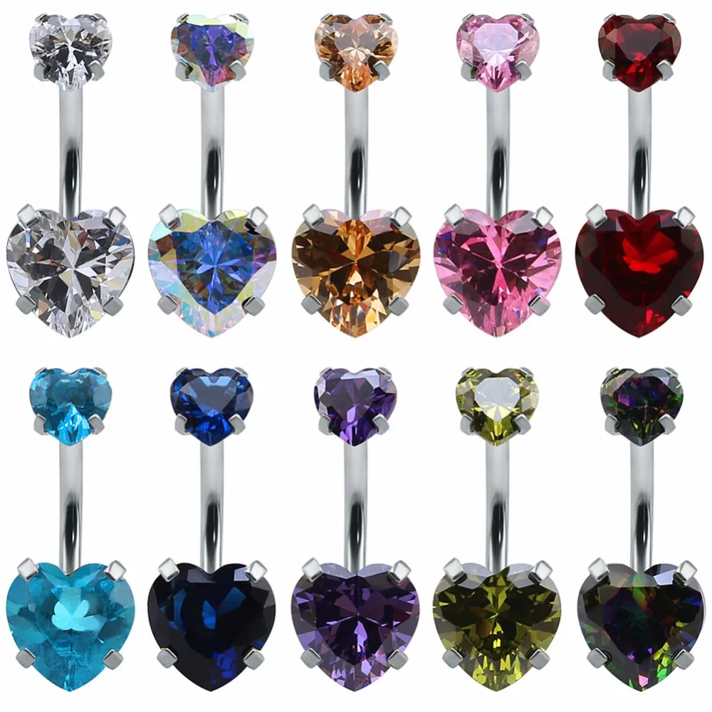 Heart Crystal Belly Button Rings Bar Navel Piercing Jewelry Hot Summer Women Nombril | Украшения и аксессуары