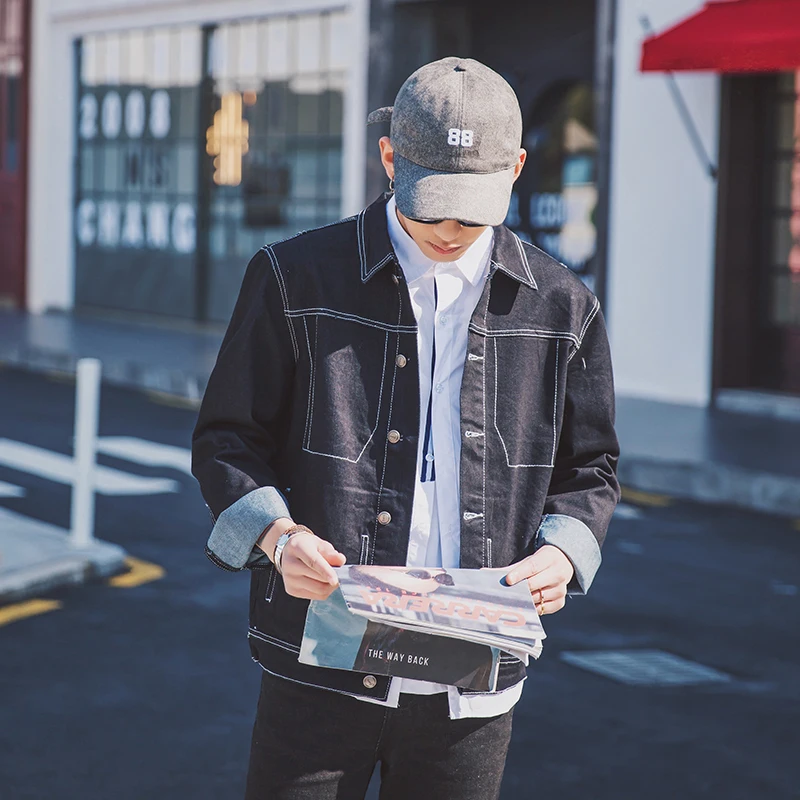Для мужчин куртка 2019 Весенняя Повседневная Denim Slim Fit Костюмы Однобортный кнопки