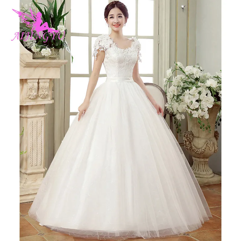 

AIJINGYU 2021 floor length Customized new hot selling cheap ball gown lace up back formal bride dresses wedding dress FU207
