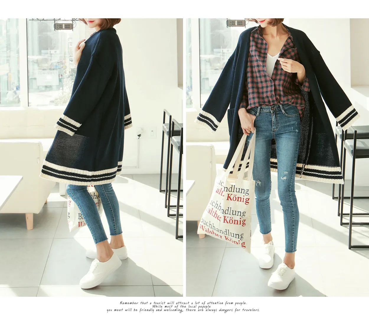 Autumn Winter Women Sweater 2018 New Korean Style Oversized Long Cardigan With Ribbed Striped Solid Pink Navy Blue Female Jacket |