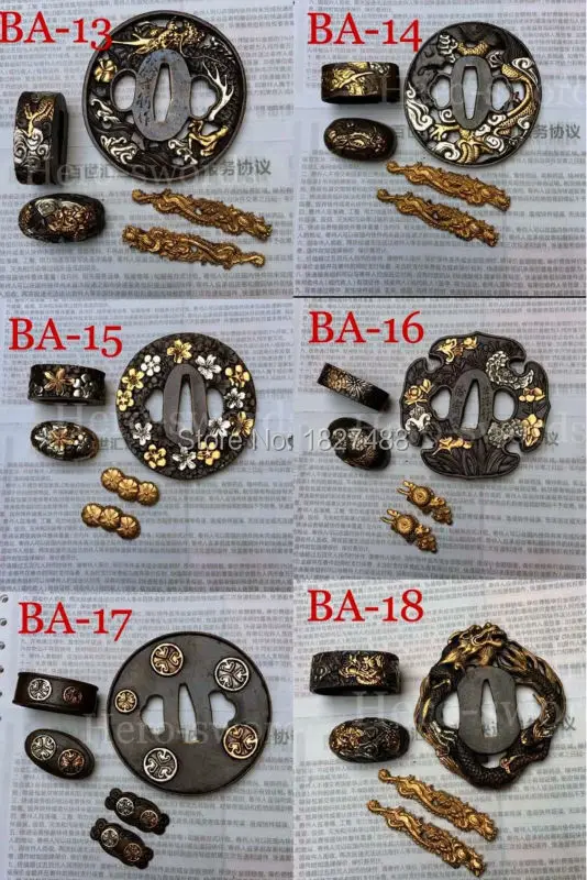 Высококачественный японский латунный меч KOSHIRAE аксессуары для катаны (TSUBA + FUCHI