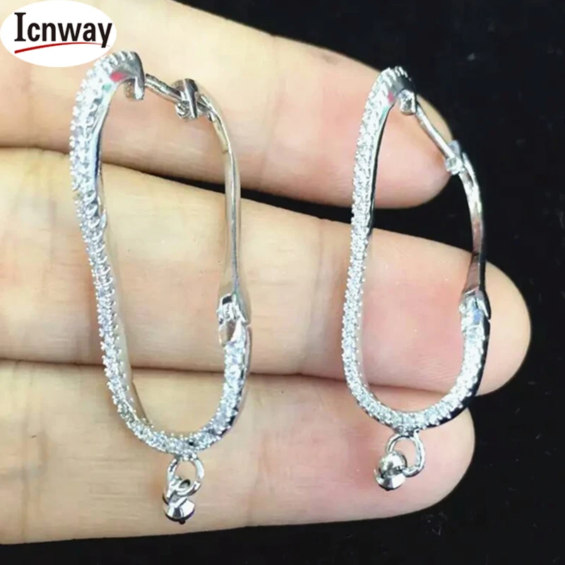 

wholesale Rhinestone inlay silver Plated earring For DIY bracelet necklace Free shipping icnway
