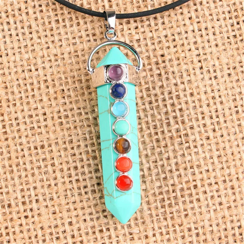 Семь драгоценный камень для чакры призмы 7 ЧАКРА КРИСТАЛЛ Камни Точка подвеска
