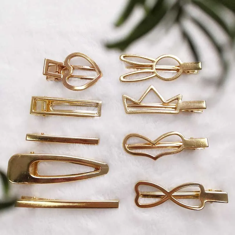 9 шт. Fsahion шпильки для волос Универсальные Металлические матовые в форме утконоса