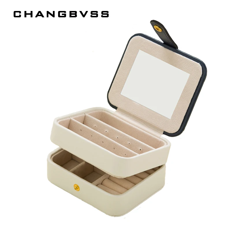 

Portable Mini PU Leather Jewelry Storage Box for Traveling,Fashion Organizer Earrings Necklace Casket Case with Mirror Best Gift