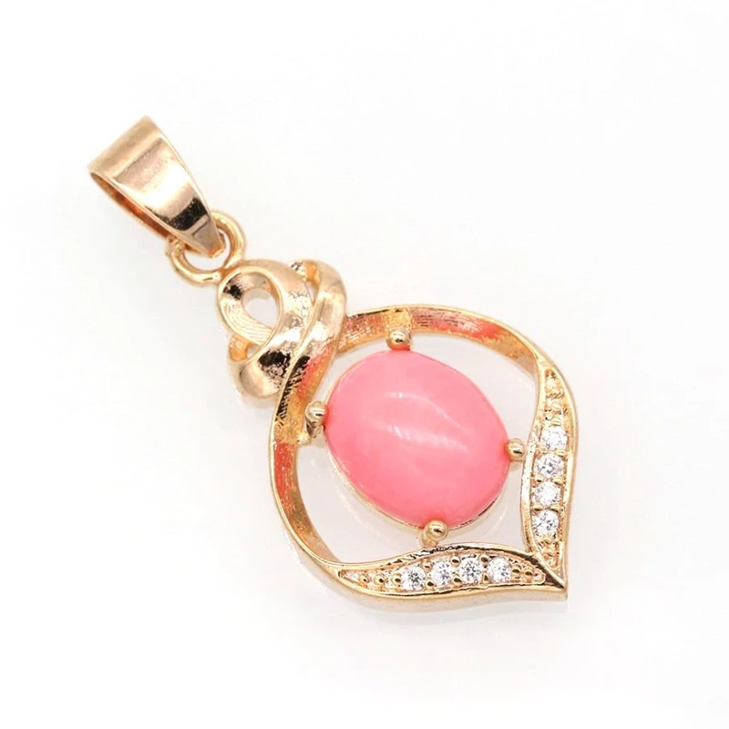 GZJY Charming Gold Color Natural Zircon Pink Coral Pendant Necklaces For Women Fashion Jewelry Birthday Best Friends Gifts H08-2 | Украшения