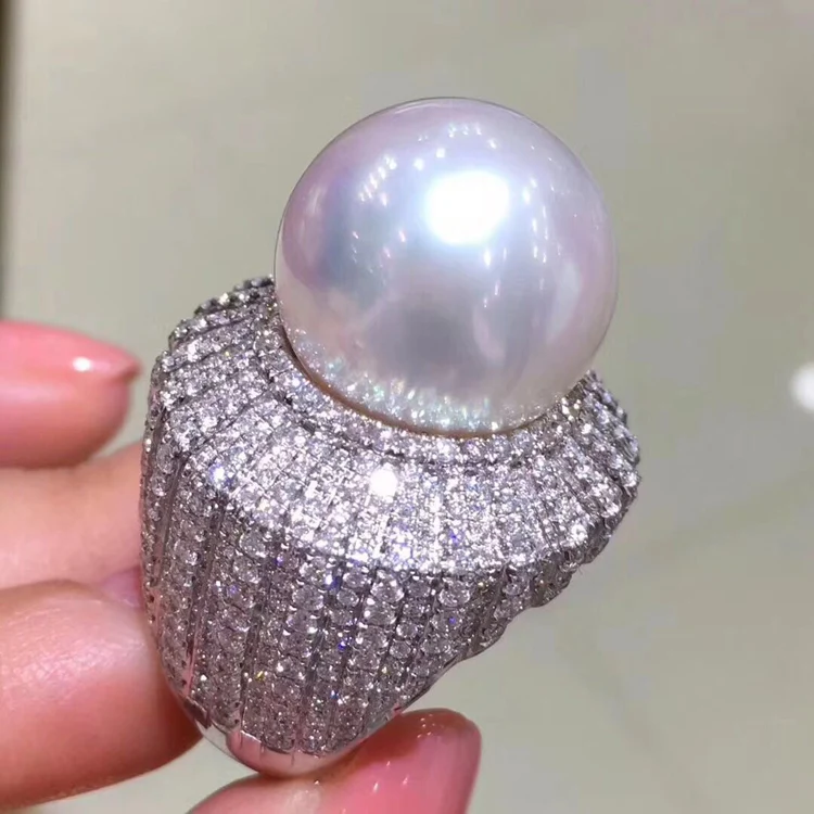 Роскошные ювелирные изделия из чистого Стразы нежные кольца с жемчугом S925 Стерлинговое Серебряные кольца выводов Для женщин кольца поделки ювелирные изделия Компоненты