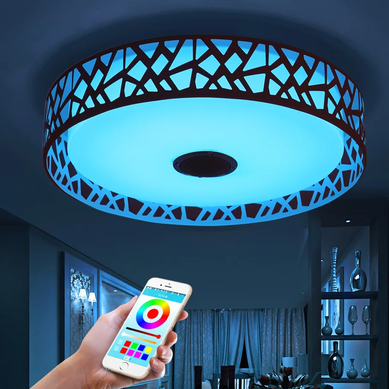 D47cm музыкальный светильник современный светодиодный потолочный с Bluetooth APP