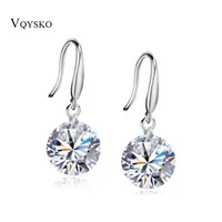 design round dangle earring white gold color austrian crystal earrings fashion wedding earrings for women