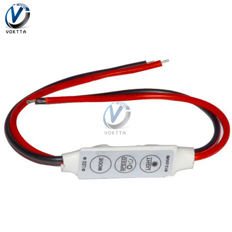 Мини 3 клавиши Диммер для одного цвета LED Яркость контроллер переключатель 3528 5050