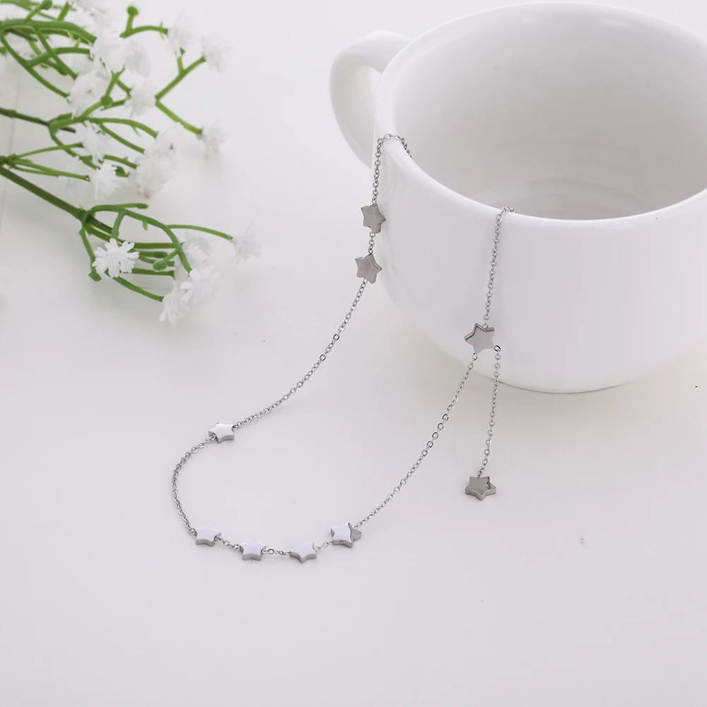 Teamer Long Stainless Steel Necklace Color Star Charm Pendant For Women Fashion Jewelry Best Gifts Friend | Украшения и