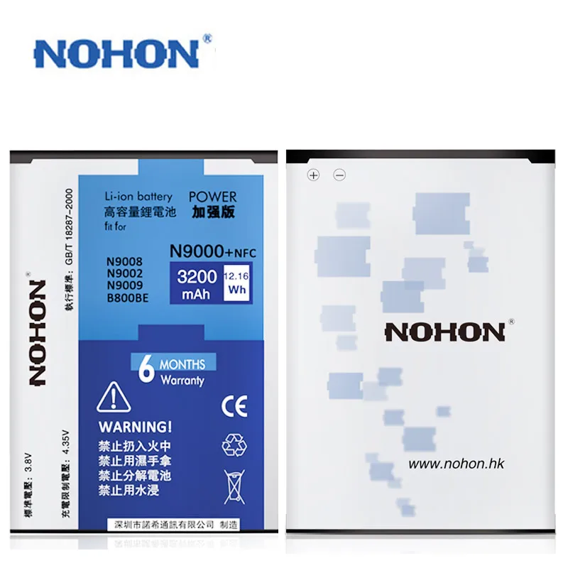 Оригинальный nohon Батарея b800be для Samsung Galaxy Note 3 Note3 N9000 N900 N9005 N9002 N9006 с NFC Замена Bateria 3200