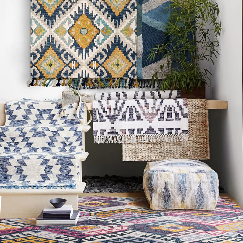 Роскошный ковер ручной работы из 100% шерсти в стиле килима журнальный столик для