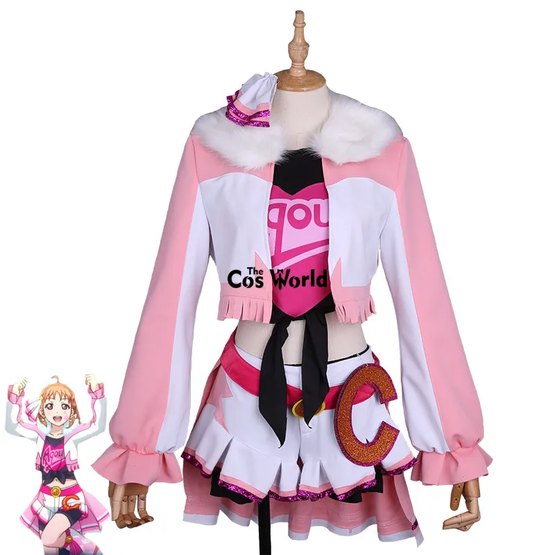 

Love Live Sunshine Miracle Wave Takami Chika Coat Tops Dress Uniform Outfit Anime Cosplay Costumes
