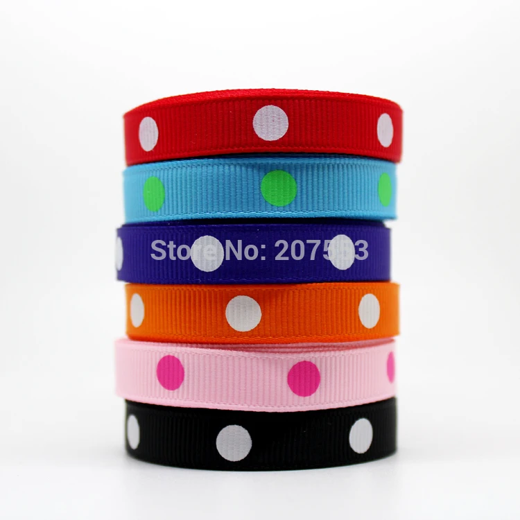 Корсажная лента с принтом в горошек 3/8 дюйма (дюйма) 9 мм 1000 ярдов|grosgrain ribbon